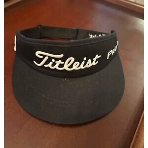 Titleist Black Pro V1 FJ Adjustable Golf Visor Hat Hook Loop Back High Brim